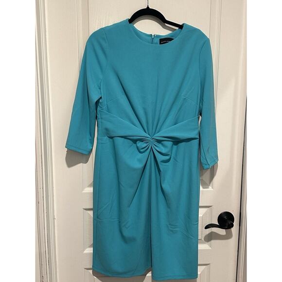 Donna Morgan Women’s Aqua Blue Knot-Front Dress Size 14 NWOT - Picture 11 of 16